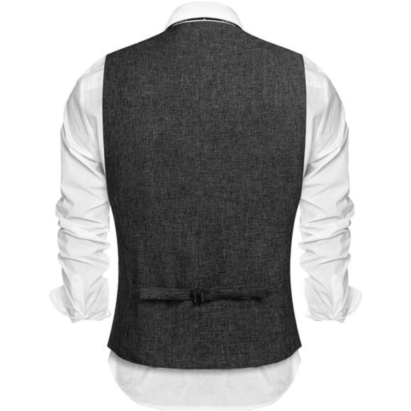 Men's Casual Business Vests Lightweight Waistcoat Slim Fit Suit Vest - Picture 2 of 6